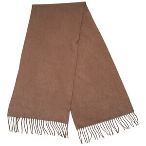 Saks Fifth Avenue 100% Cashmere Mocha Brown Fringed Scarf 52”x11”